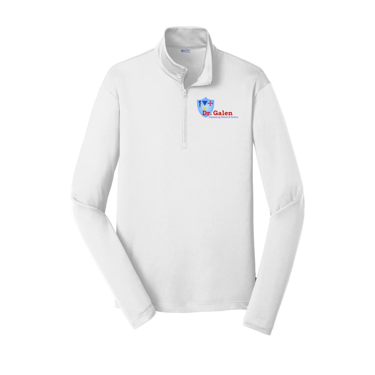 drgalen-lightweight-quarter-zip-dtf-leftchest-ST357-white-flat-front