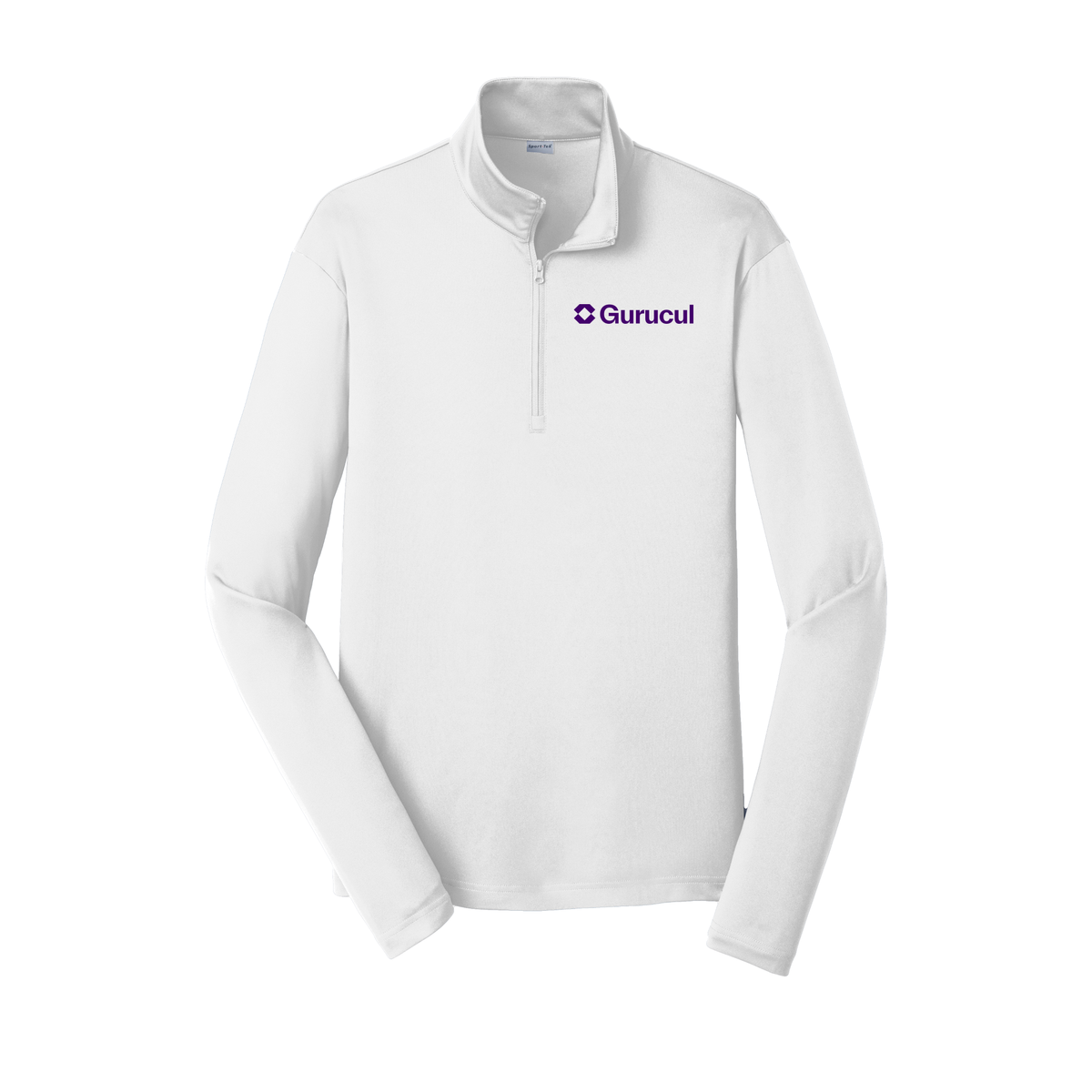 gurucul-lightweight-quarter-zip-dtf-leftchest-ST357-white-flat-front
