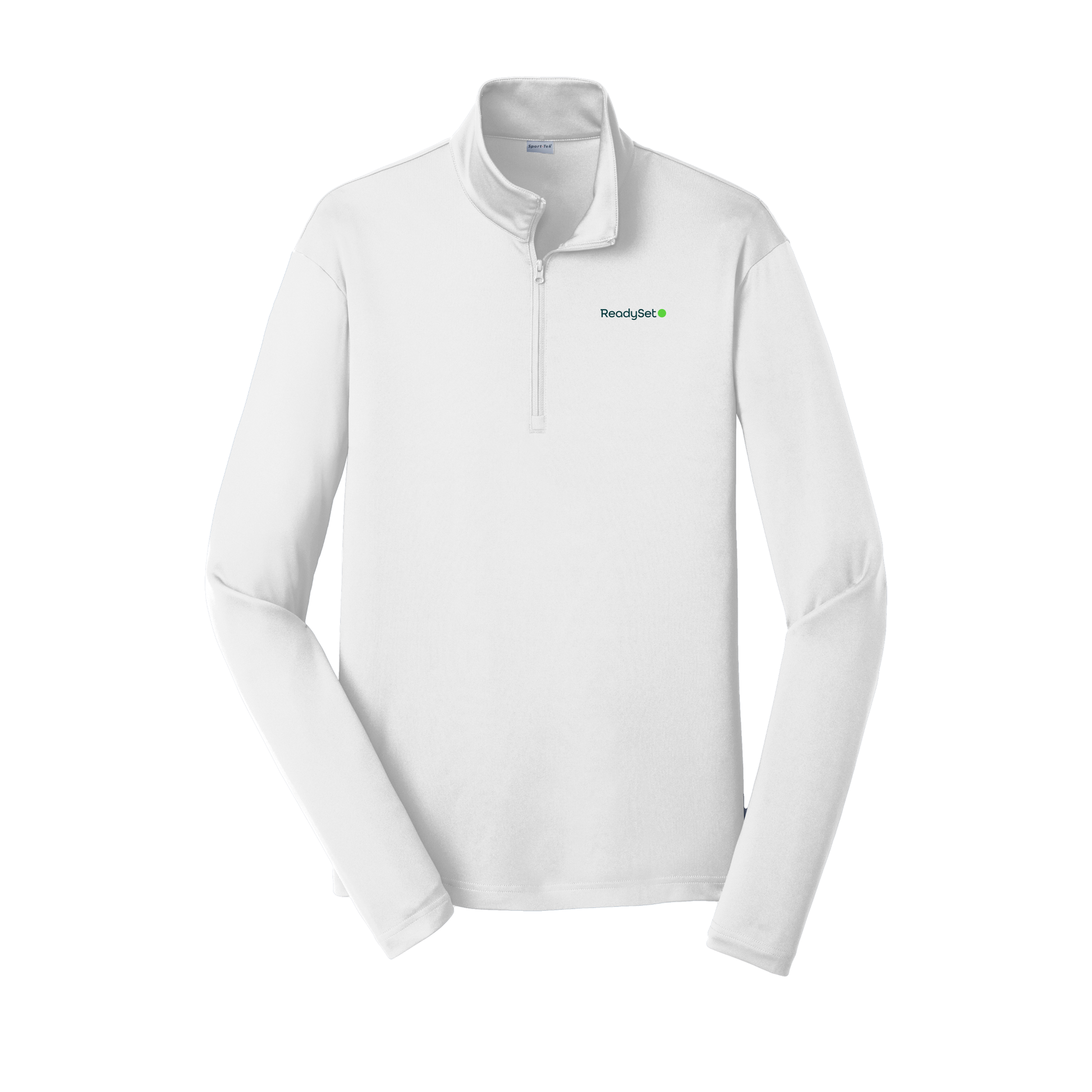 readysetsurgical-lightweight-quarter-zip-dtf-leftchest-ST357-white-flat-front