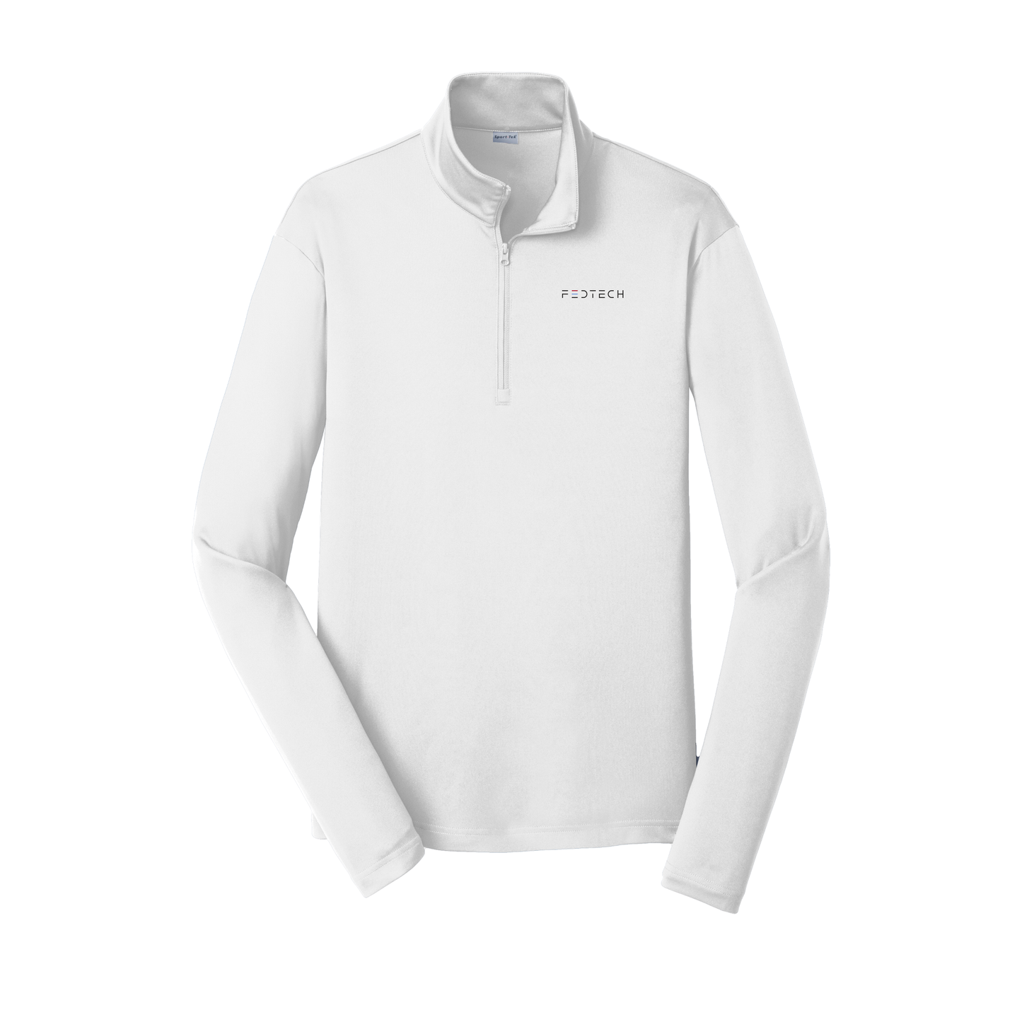 fedtech-lightweight-quarter-zip-dtf-leftchest-ST357-white-flat-front