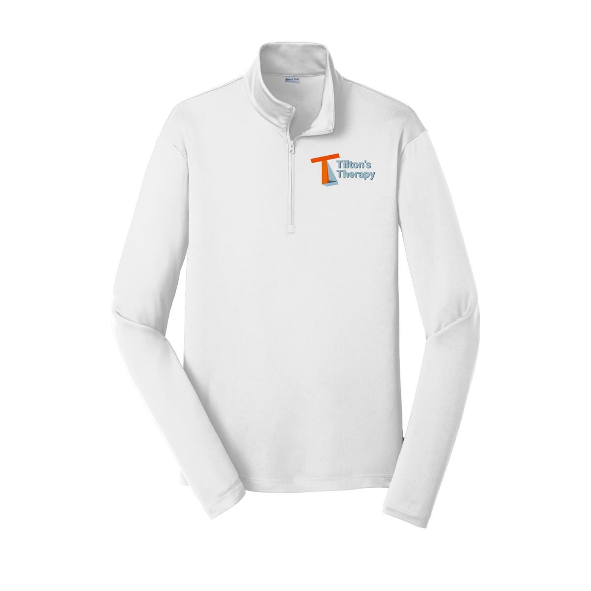 tiltonstherapy-lightweight-quarter-zip-dtf-leftchest-ST357-white-flat-front