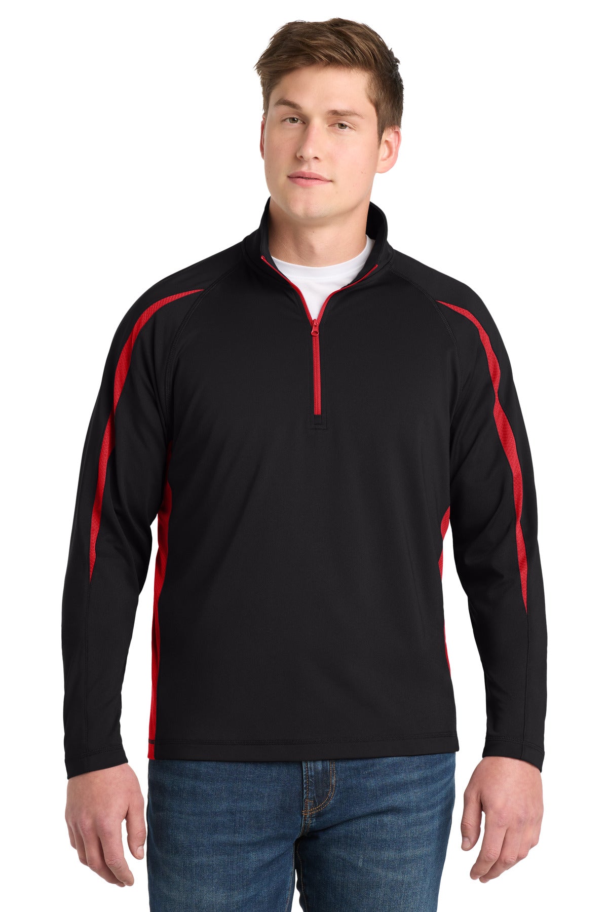 Sport-Tek® Sport-Wick® Stretch 1/4-Zip Colorblock Pullover. ST851