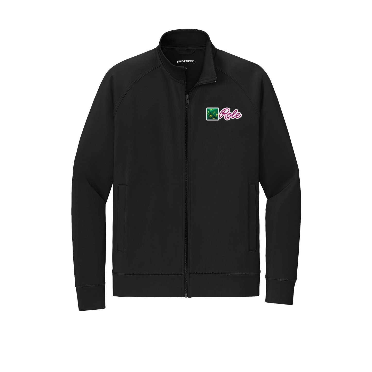 cinemarole-sport-tek-mens-cadet-jacket-embroidery-leftchest-ST857-black-flat-front