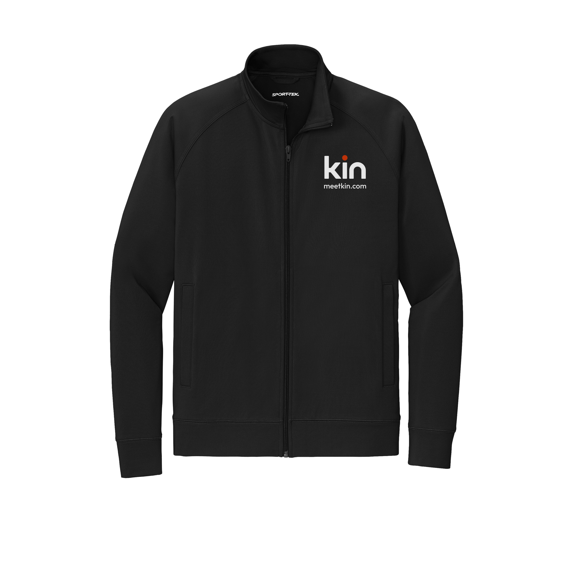 kin-sport-tek-mens-cadet-jacket-embroidery-leftchest-ST857-black-flat-front