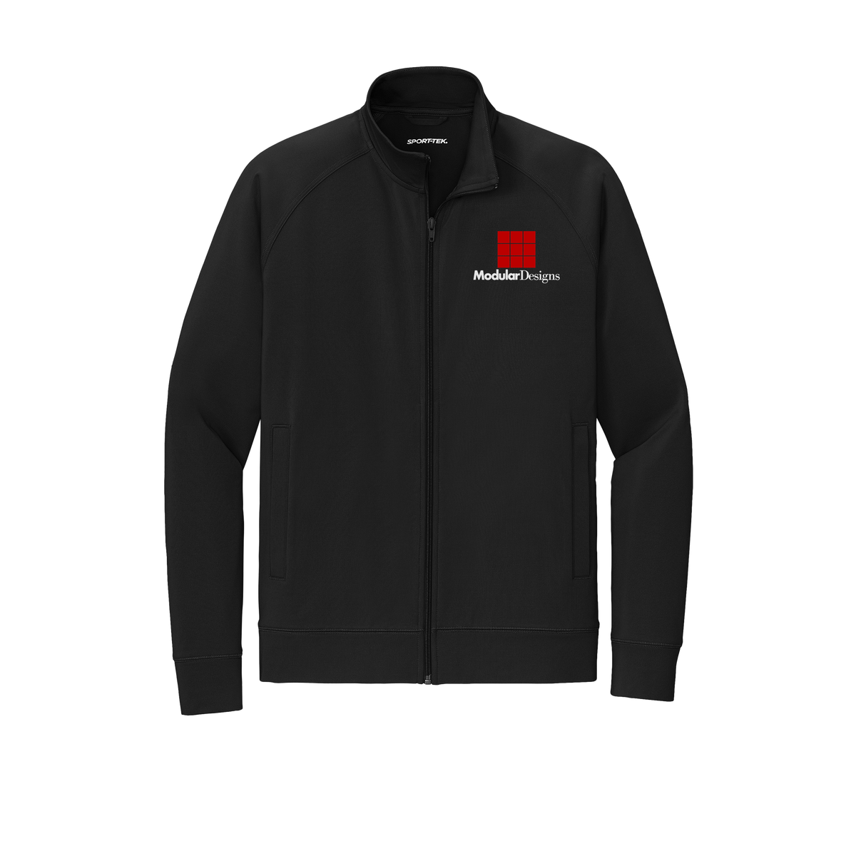modulardesignsflooring-sport-tek-mens-cadet-jacket-embroidery-leftchest-ST857-black-flat-front