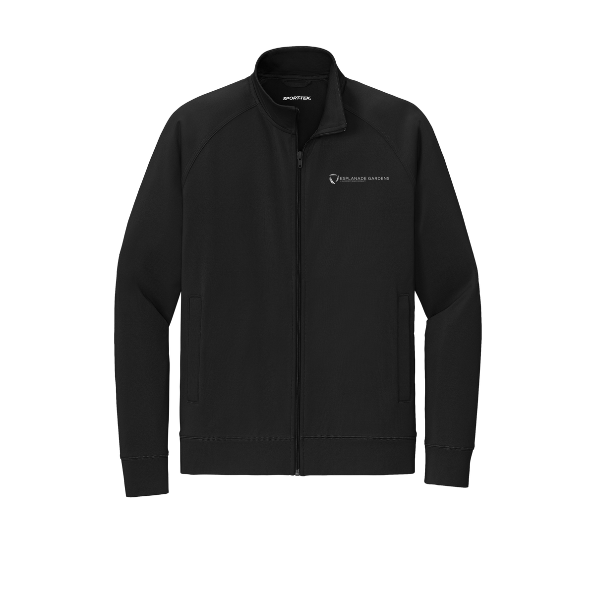 esplanadeseniorcampus-sport-tek-mens-cadet-jacket-embroidery-leftchest-ST857-black-flat-front