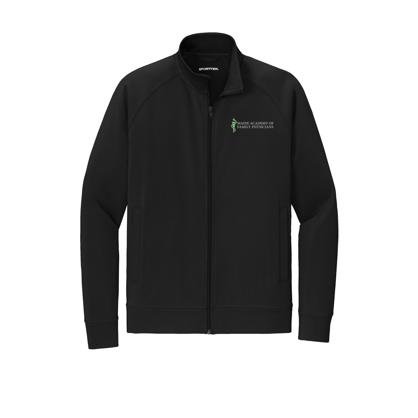 maineafp-sport-tek-mens-cadet-jacket-embroidery-leftchest-ST857-black-flat-front