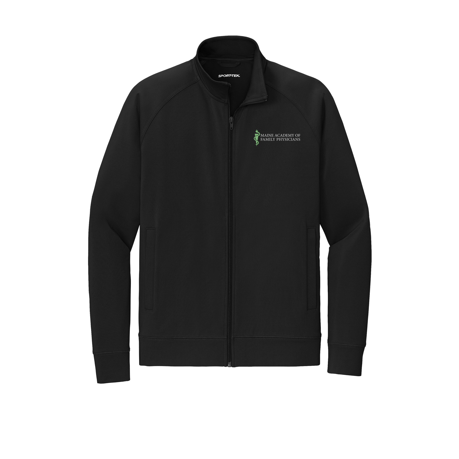 maineafp-sport-tek-mens-cadet-jacket-embroidery-leftchest-ST857-black-flat-front