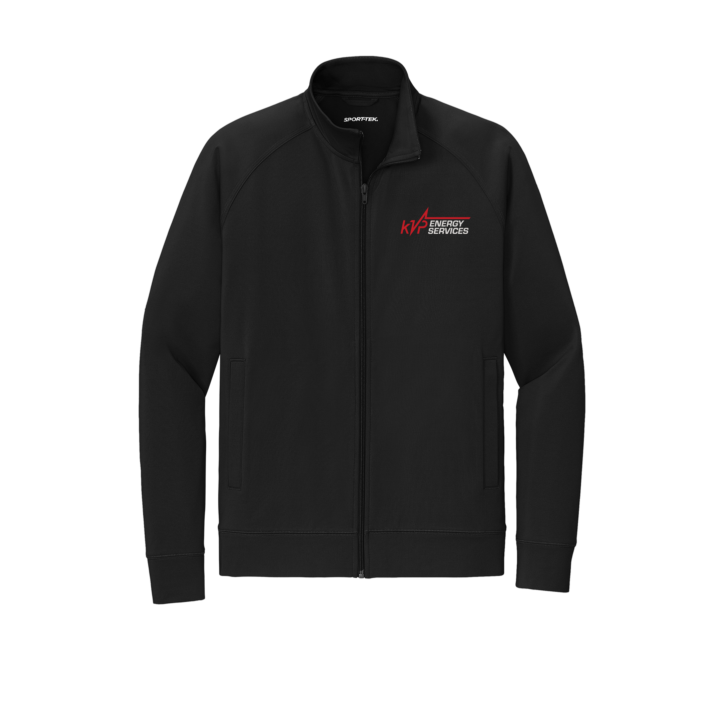 kvpenergy-sport-tek-mens-cadet-jacket-embroidery-leftchest-ST857-black-flat-front