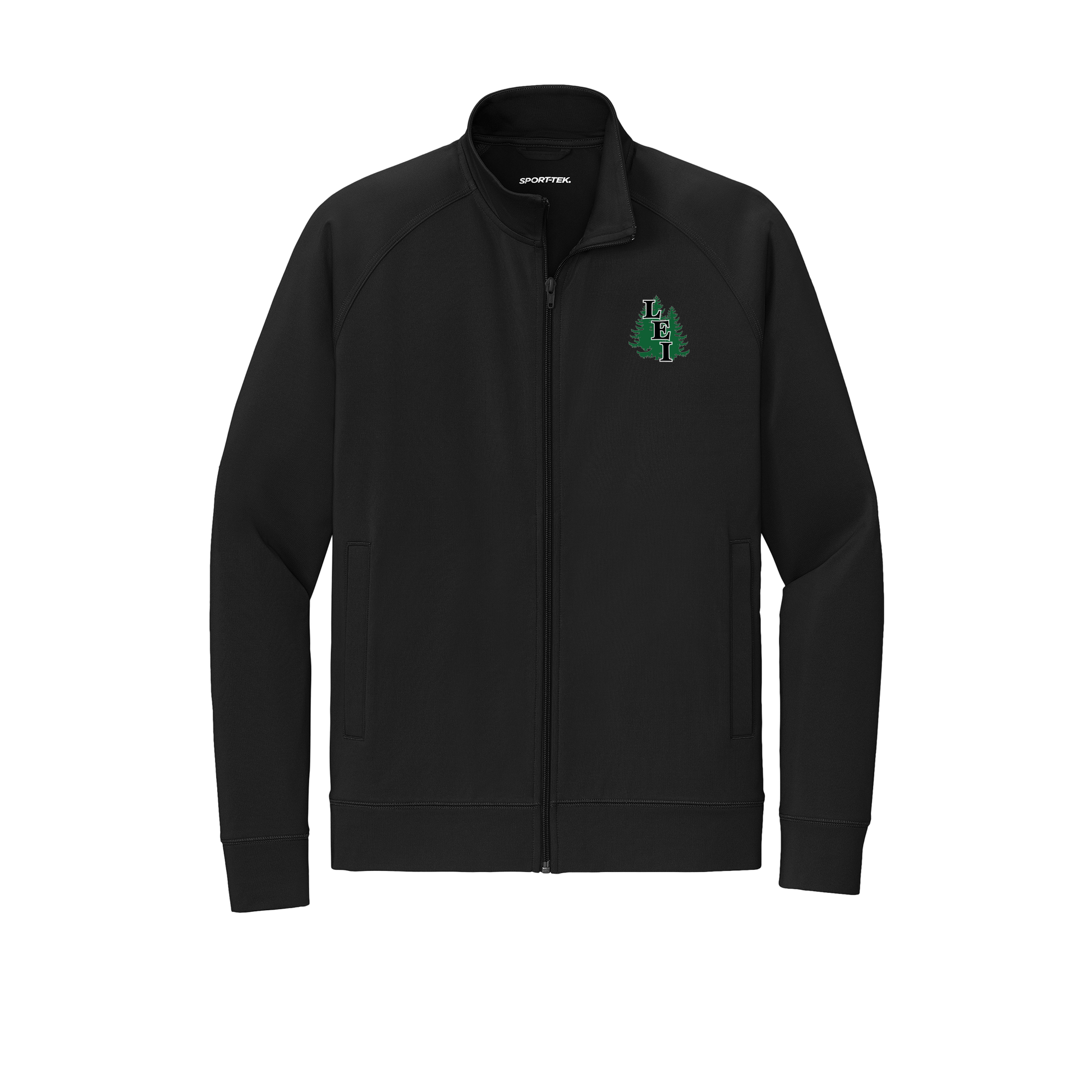 leisite-sport-tek-mens-cadet-jacket-embroidery-leftchest-ST857-black-flat-front