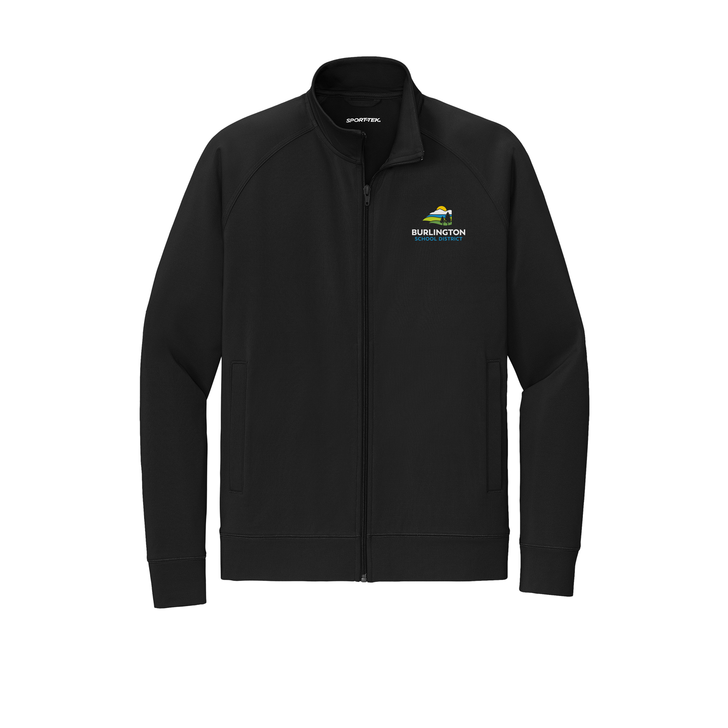 bsdvt-sport-tek-mens-cadet-jacket-embroidery-leftchest-ST857-black-flat-front