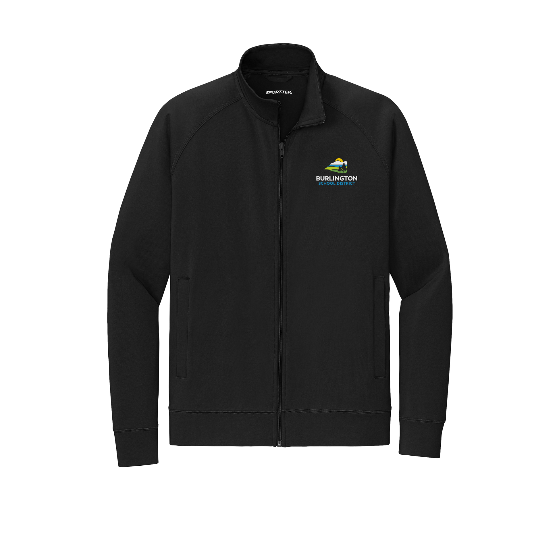 bsdvt-sport-tek-mens-cadet-jacket-embroidery-leftchest-ST857-black-flat-front