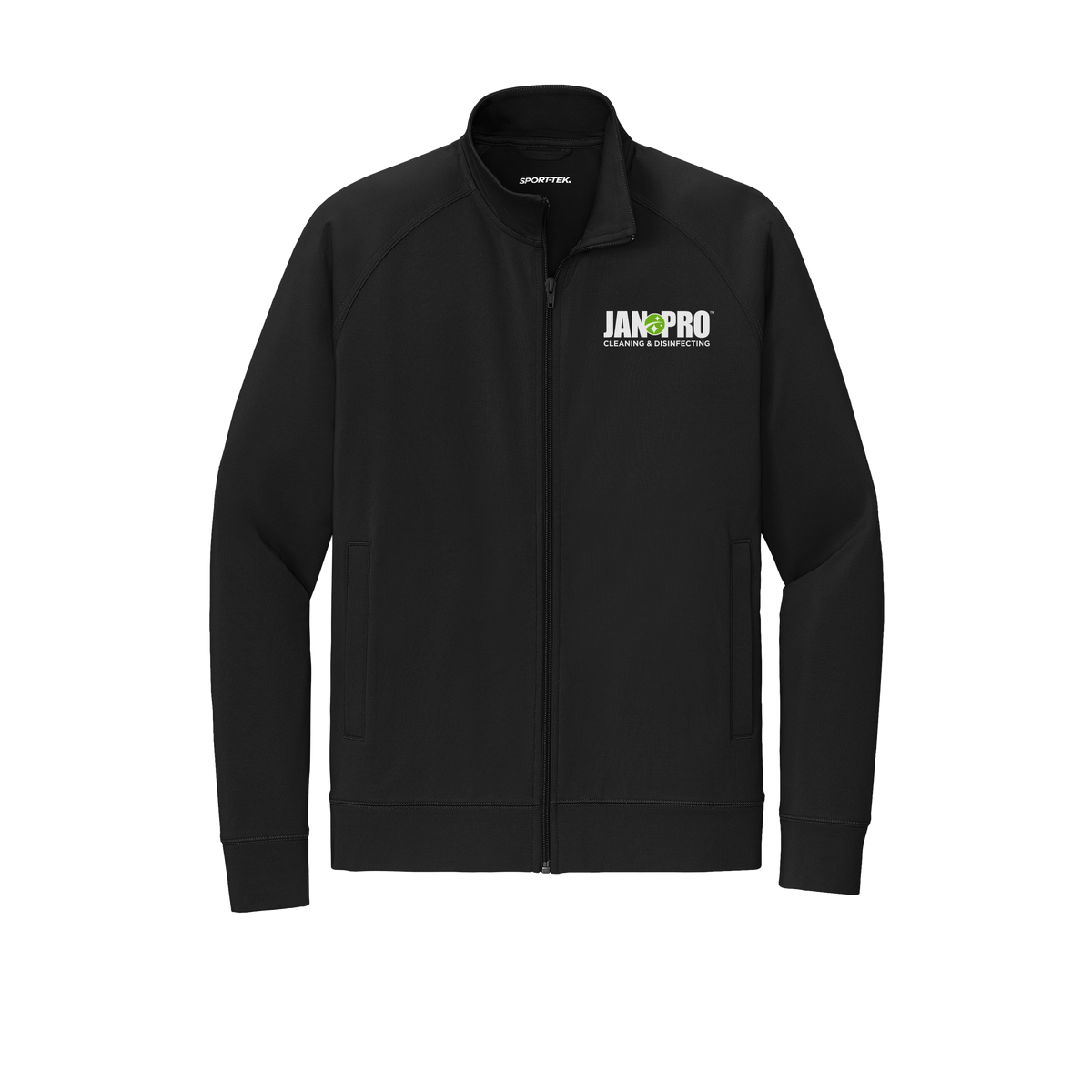 jan-pro-sport-tek-mens-cadet-jacket-embroidery-leftchest-ST857-black-flat-front