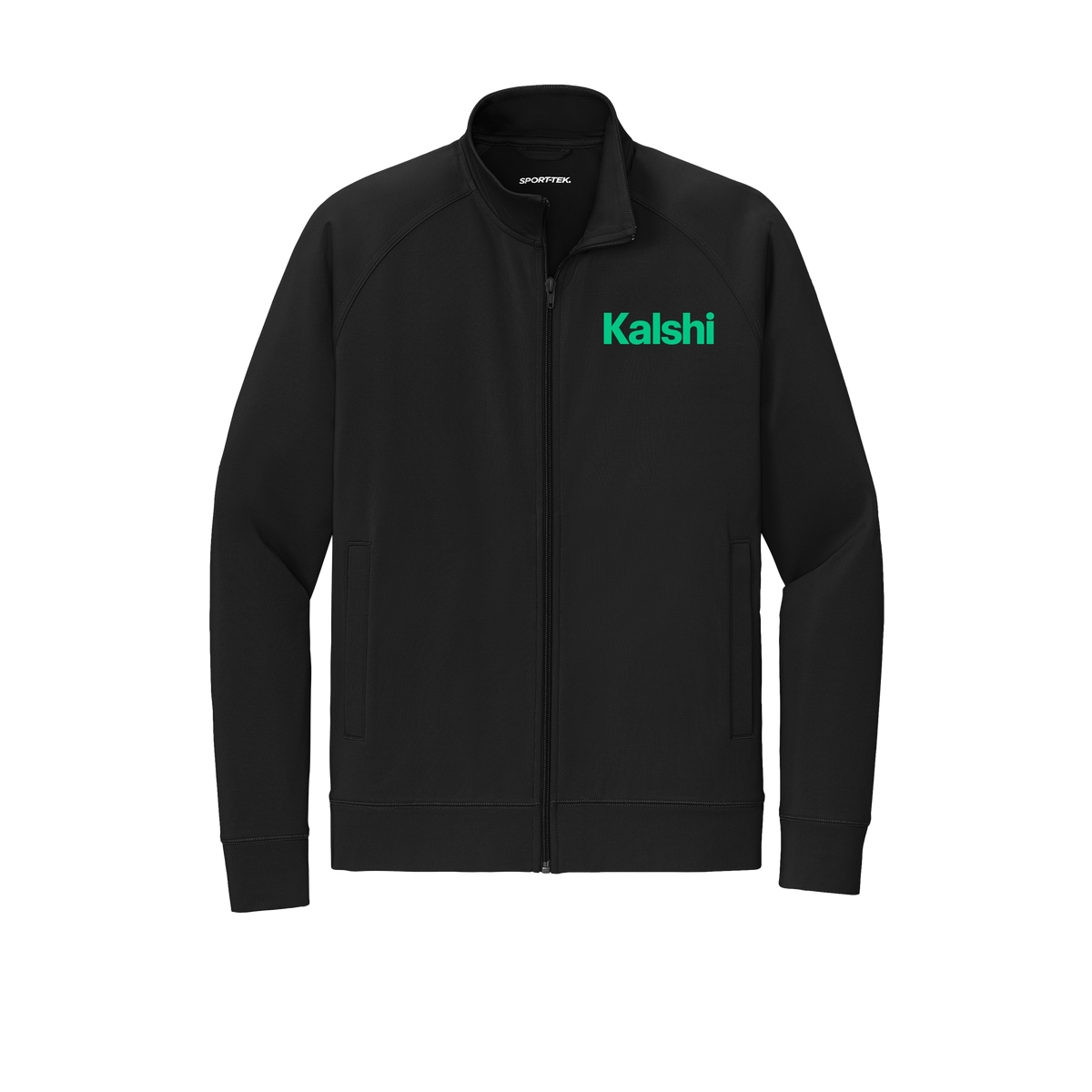 kalshi-sport-tek-mens-cadet-jacket-embroidery-leftchest-ST857-black-flat-front