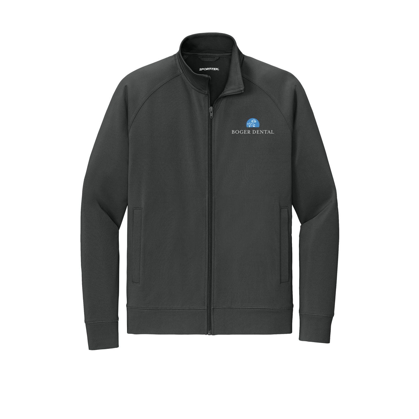boger-dental-sport-tek-mens-cadet-jacket-embroidery-leftchest-ST857-charcoalgrey-flat-front