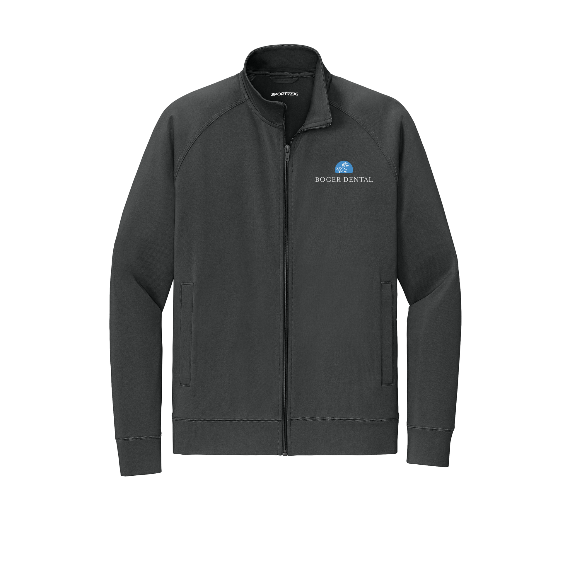 boger-dental-sport-tek-mens-cadet-jacket-embroidery-leftchest-ST857-charcoalgrey-flat-front
