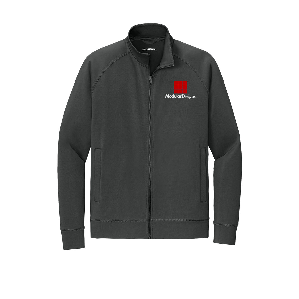modulardesignsflooring-sport-tek-mens-cadet-jacket-embroidery-leftchest-ST857-charcoalgrey-flat-front