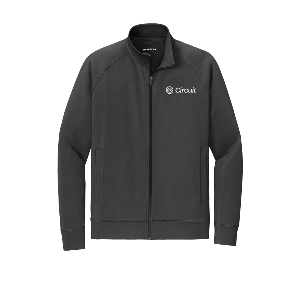 ridecircuit-sport-tek-mens-cadet-jacket-embroidery-leftchest-ST857-charcoalgrey-flat-front