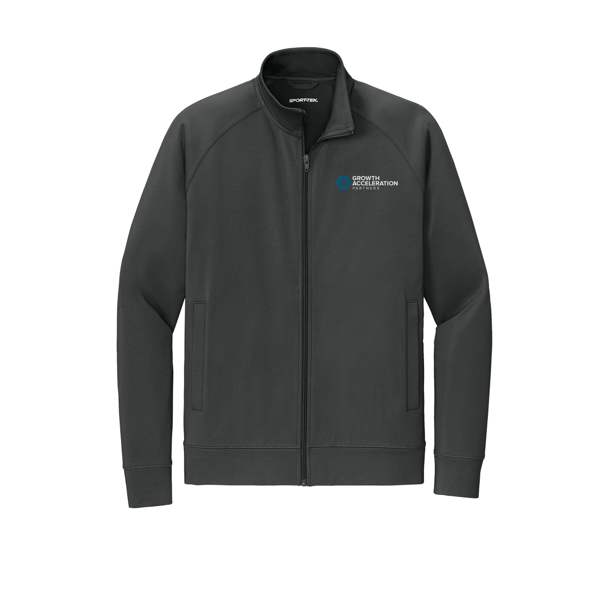 growthaccelerationpartners-sport-tek-mens-cadet-jacket-embroidery-leftchest-ST857-charcoalgrey-flat-front