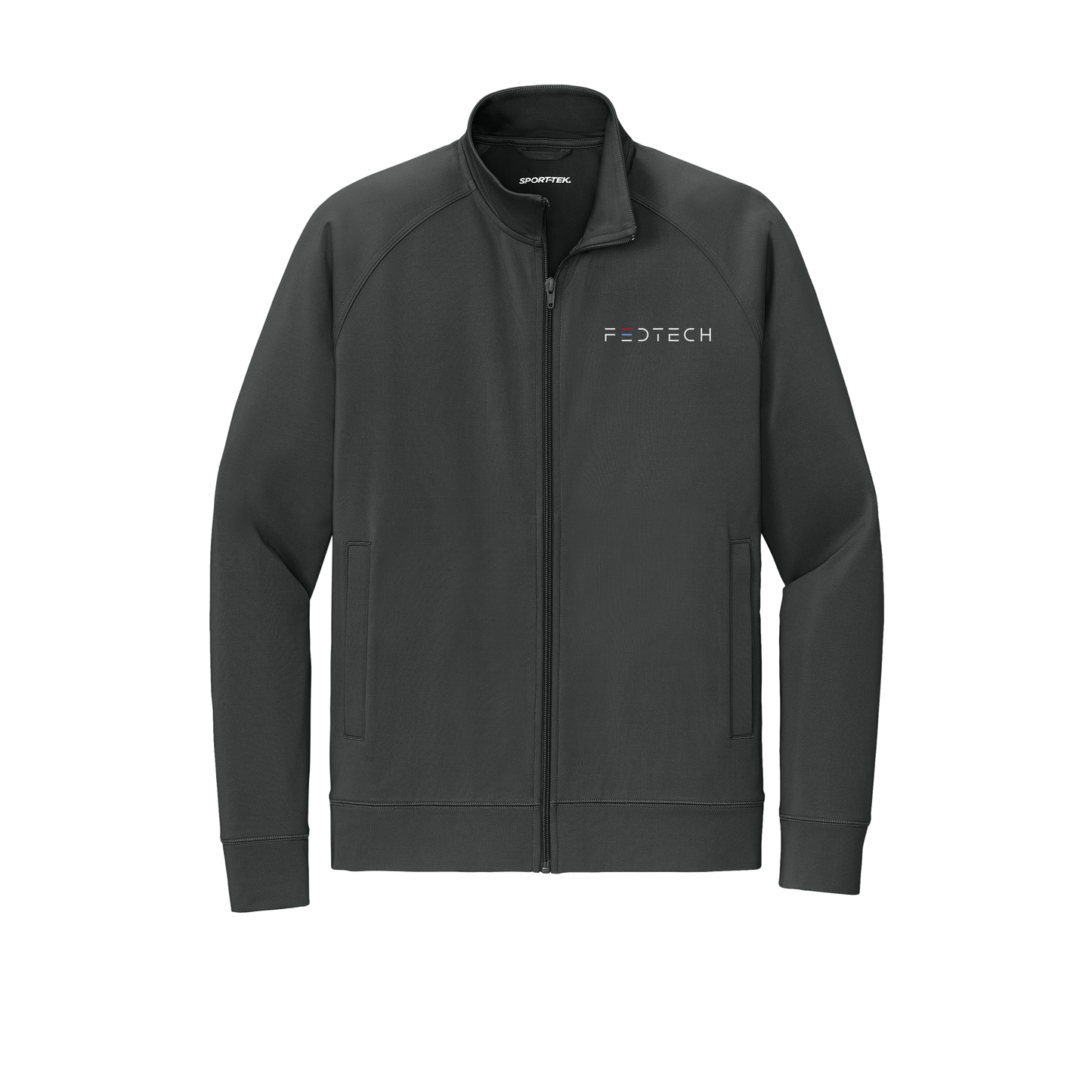 fedtech-sport-tek-mens-cadet-jacket-embroidery-leftchest-ST857-charcoalgrey-flat-front