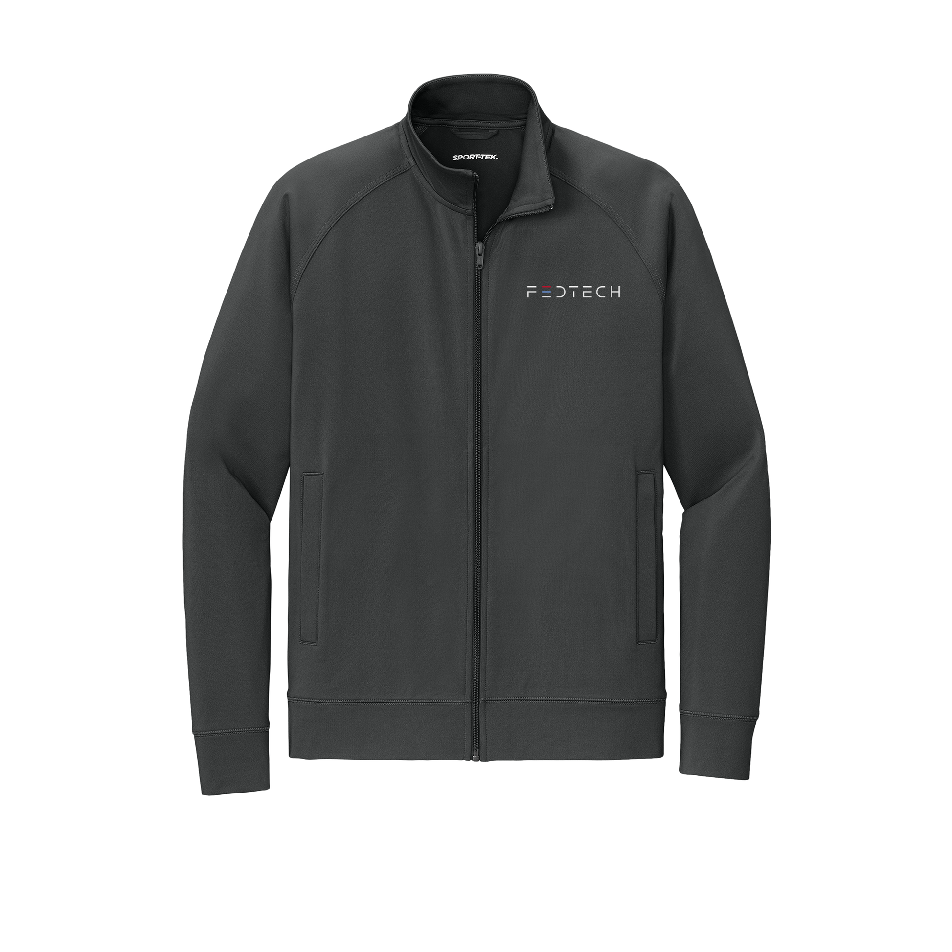 fedtech-sport-tek-mens-cadet-jacket-embroidery-leftchest-ST857-charcoalgrey-flat-front