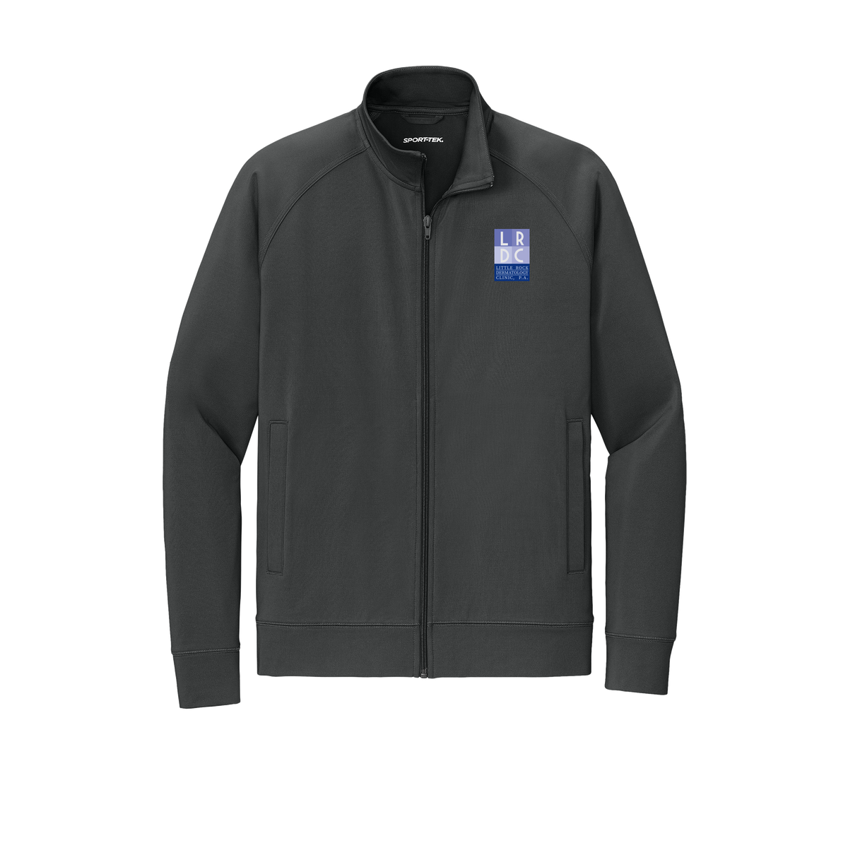 littlerockdermatology-sport-tek-mens-cadet-jacket-embroidery-leftchest-ST857-charcoalgrey-flat-front