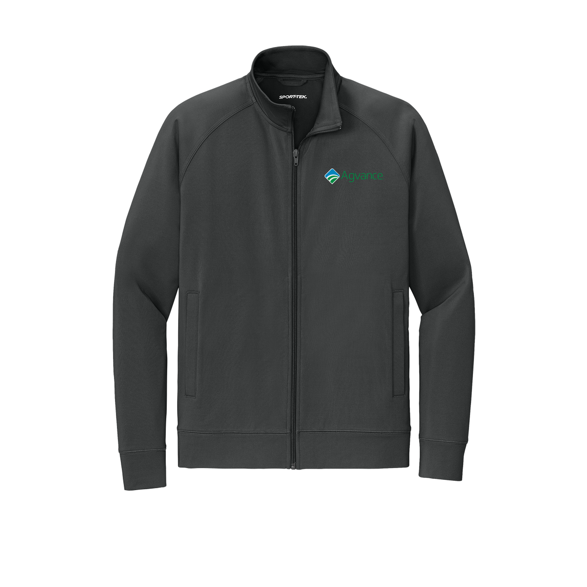 agvance-sport-tek-mens-cadet-jacket-embroidery-leftchest-ST857-charcoalgrey-flat-front