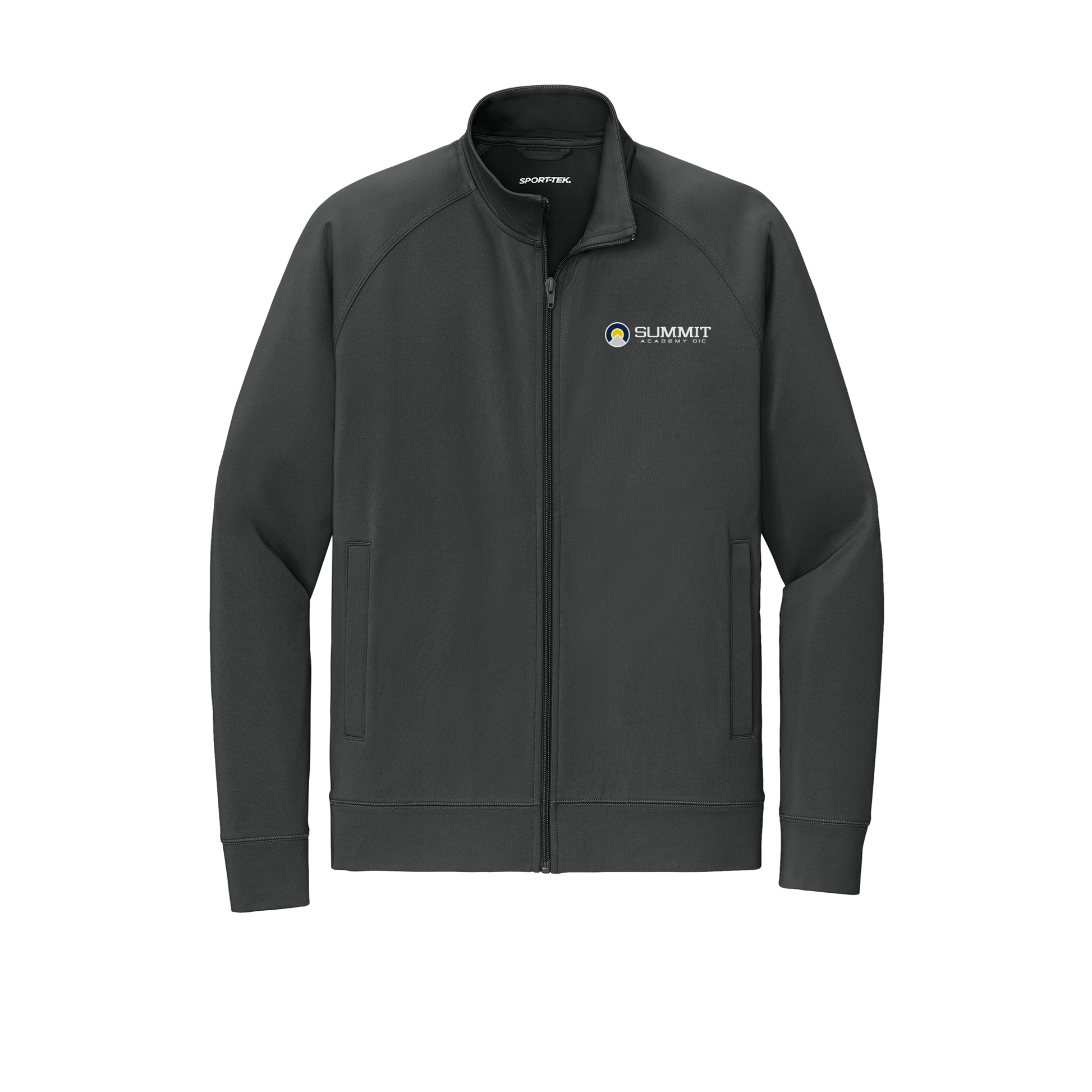 saoic-sport-tek-mens-cadet-jacket-embroidery-leftchest-ST857-charcoalgrey-flat-front