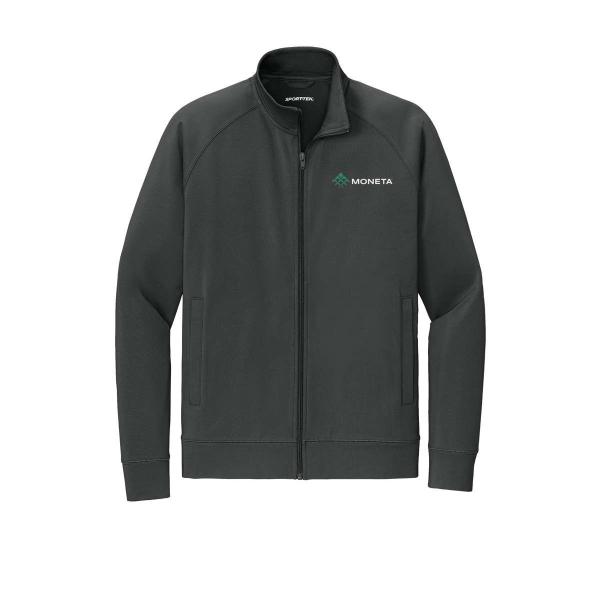monetagroup-sport-tek-mens-cadet-jacket-embroidery-leftchest-ST857-charcoalgrey-flat-front