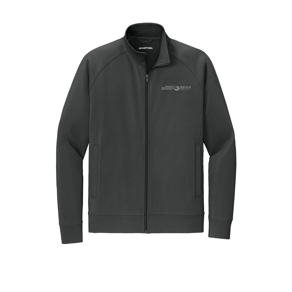 advancedskinmd-sport-tek-mens-cadet-jacket-embroidery-leftchest-ST857-charcoalgrey-flat-front