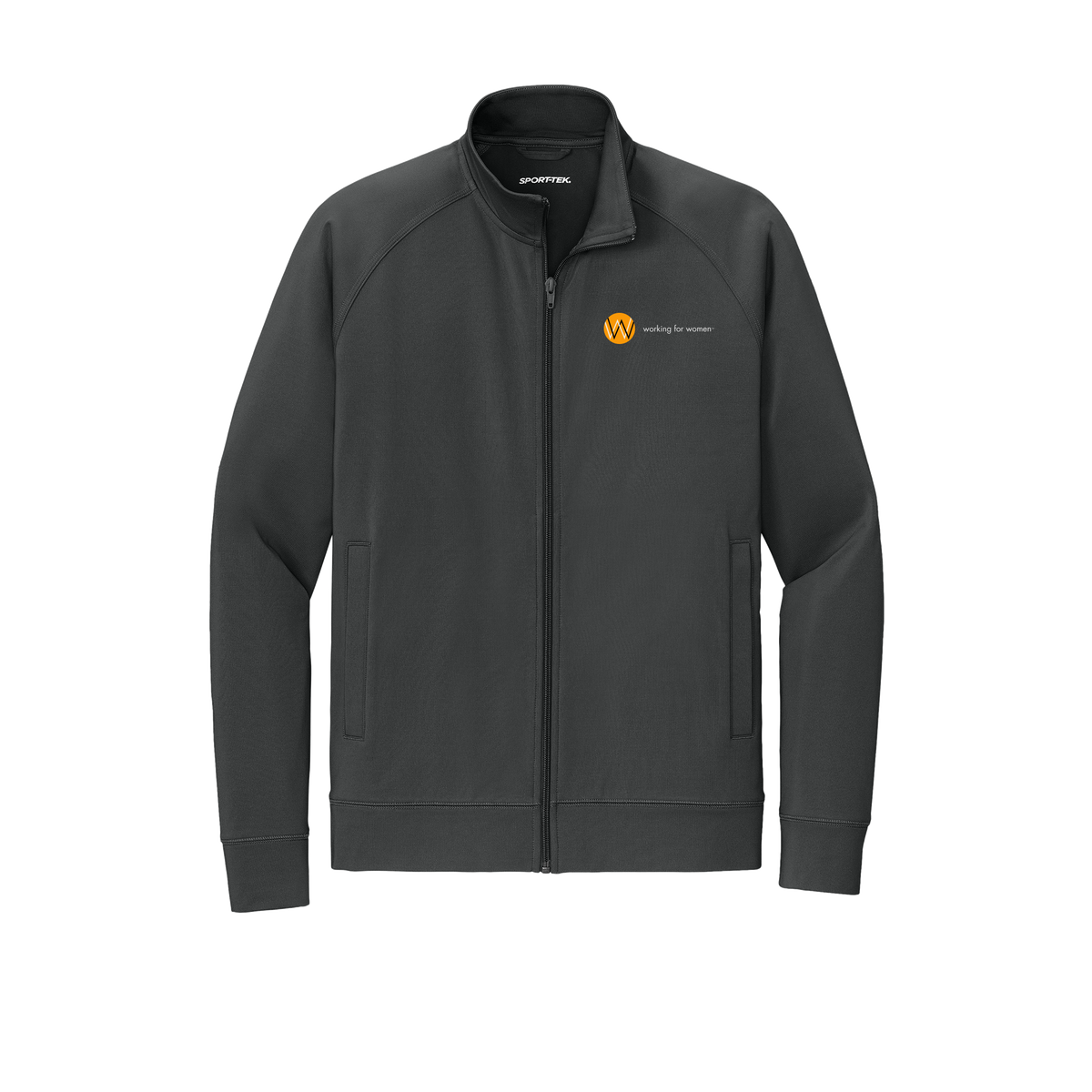 workingforwomen-sport-tek-mens-cadet-jacket-embroidery-leftchest-ST857-charcoalgrey-flat-front