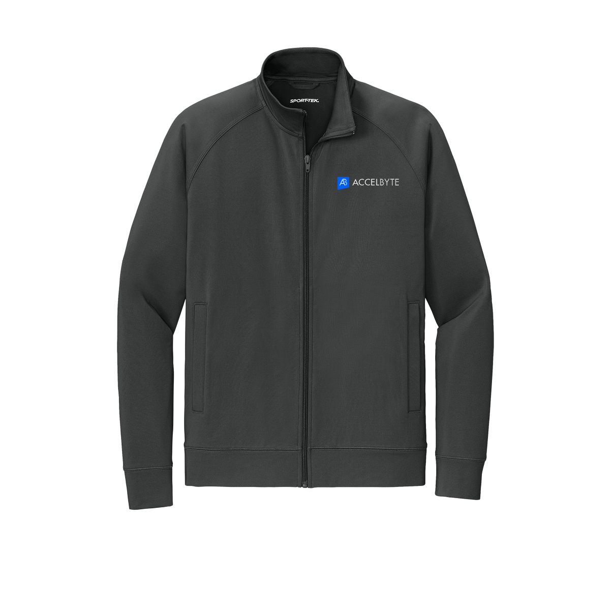accelbyte-sport-tek-mens-cadet-jacket-embroidery-leftchest-ST857-charcoalgrey-flat-front