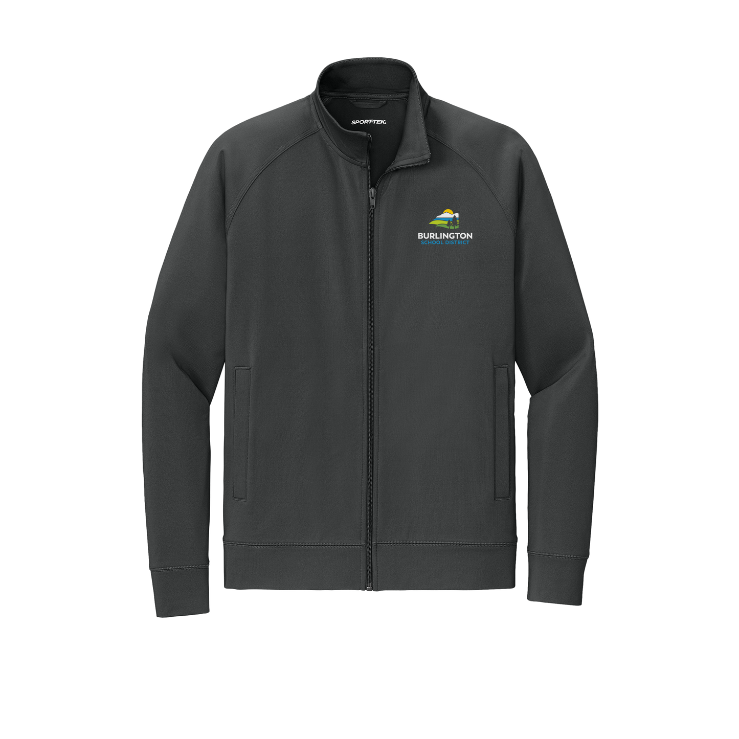 bsdvt-sport-tek-mens-cadet-jacket-embroidery-leftchest-ST857-charcoalgrey-flat-front