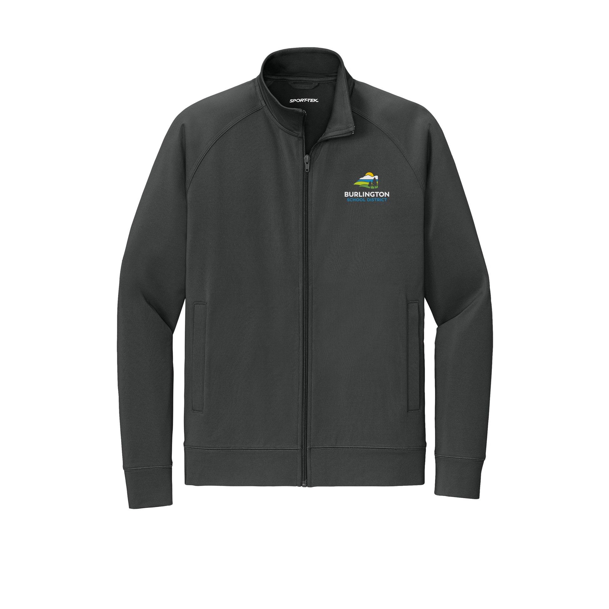bsdvt-sport-tek-mens-cadet-jacket-embroidery-leftchest-ST857-charcoalgrey-flat-front