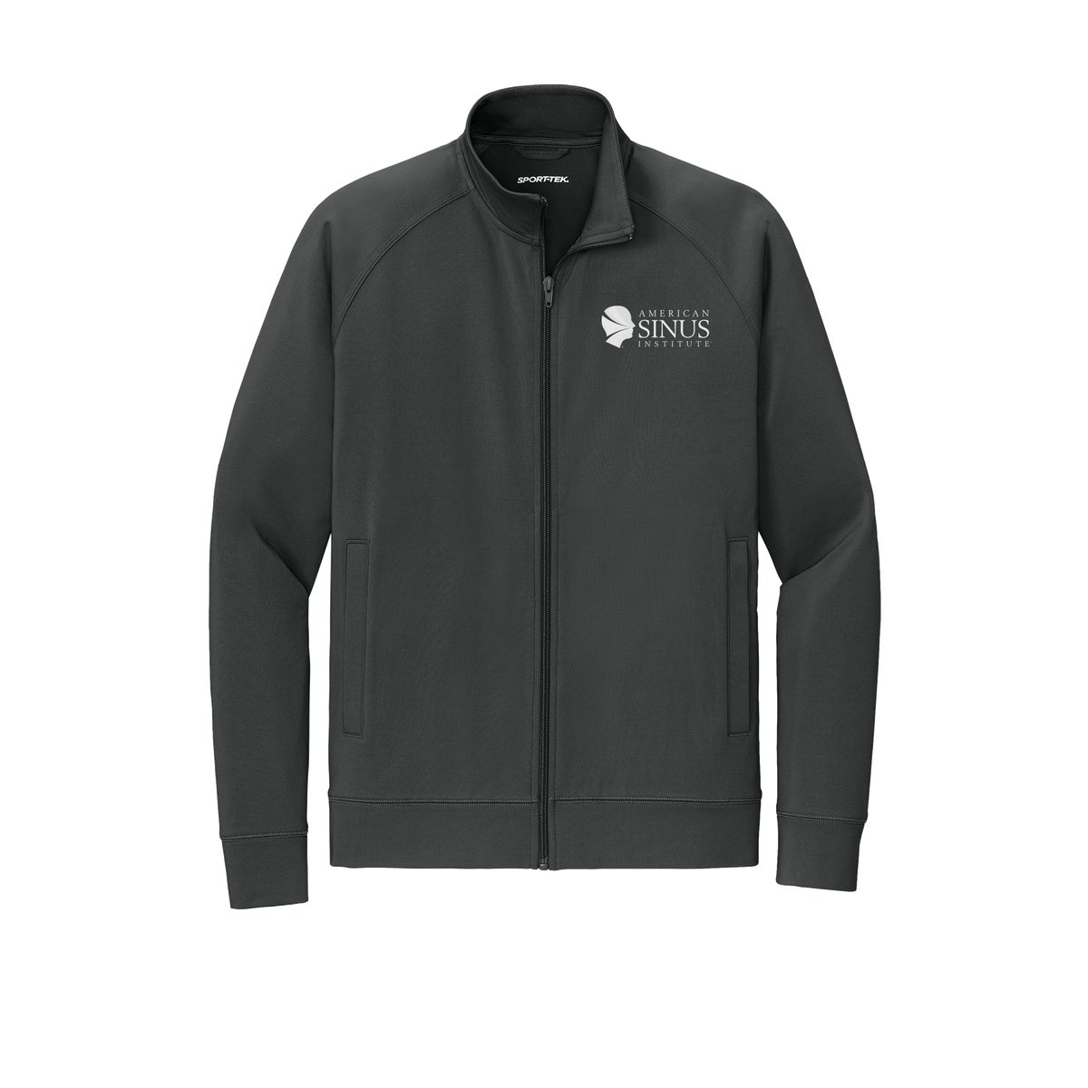americansinus-sport-tek-mens-cadet-jacket-embroidery-leftchest-ST857-charcoalgrey-flat-front