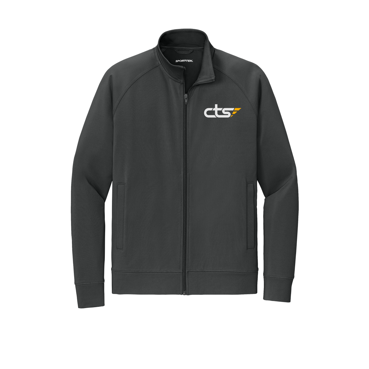 cts1-sport-tek-mens-cadet-jacket-embroidery-leftchest-ST857-charcoalgrey-flat-front