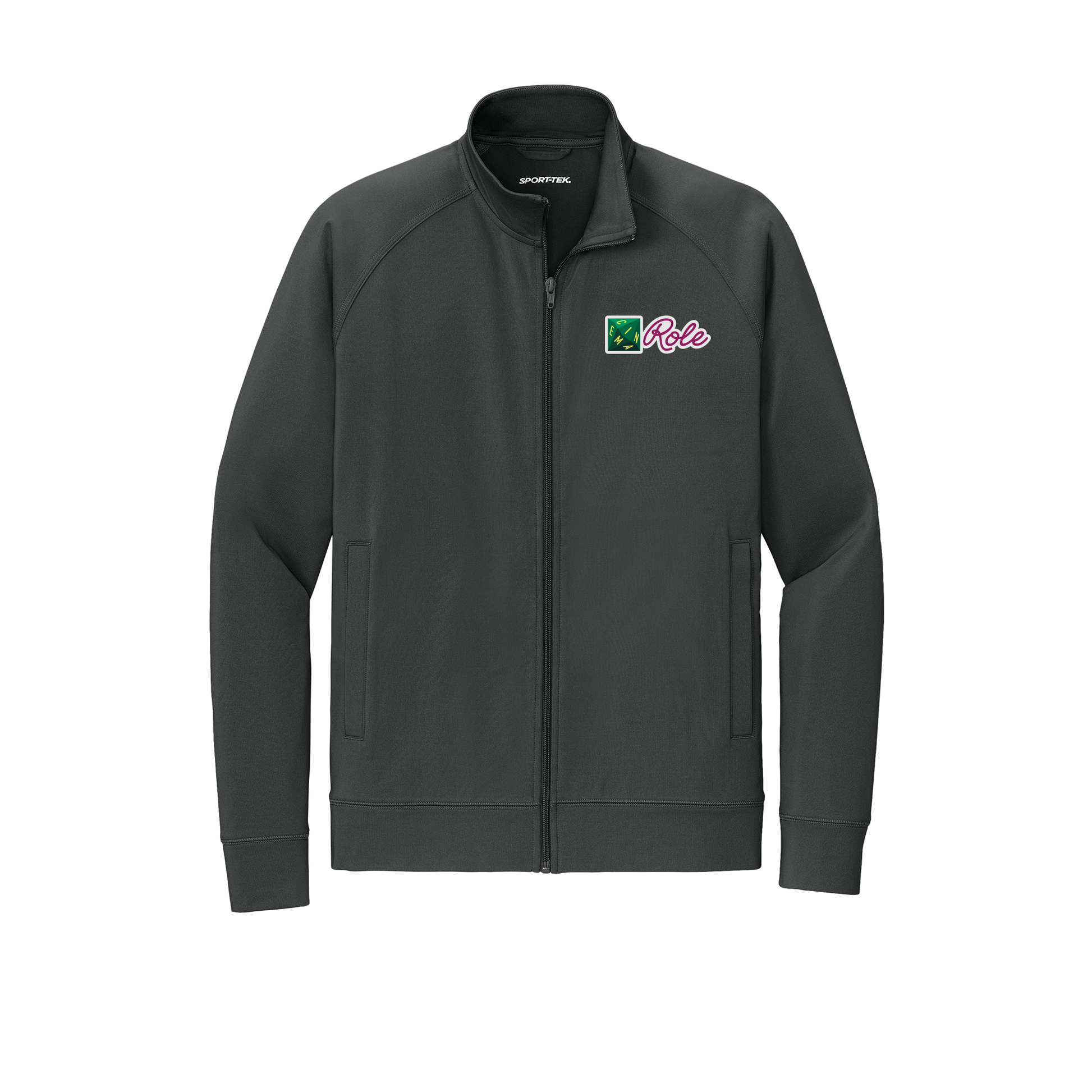cinemarole-sport-tek-mens-cadet-jacket-embroidery-leftchest-ST857-charcoalgrey-flat-front