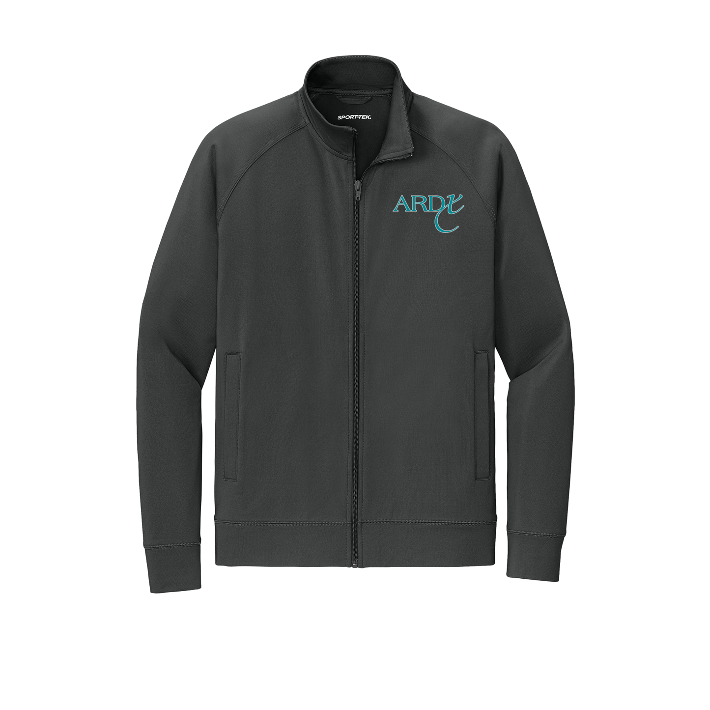 ardx-sport-tek-mens-cadet-jacket-embroidery-leftchest-ST857-charcoalgrey-flat-front
