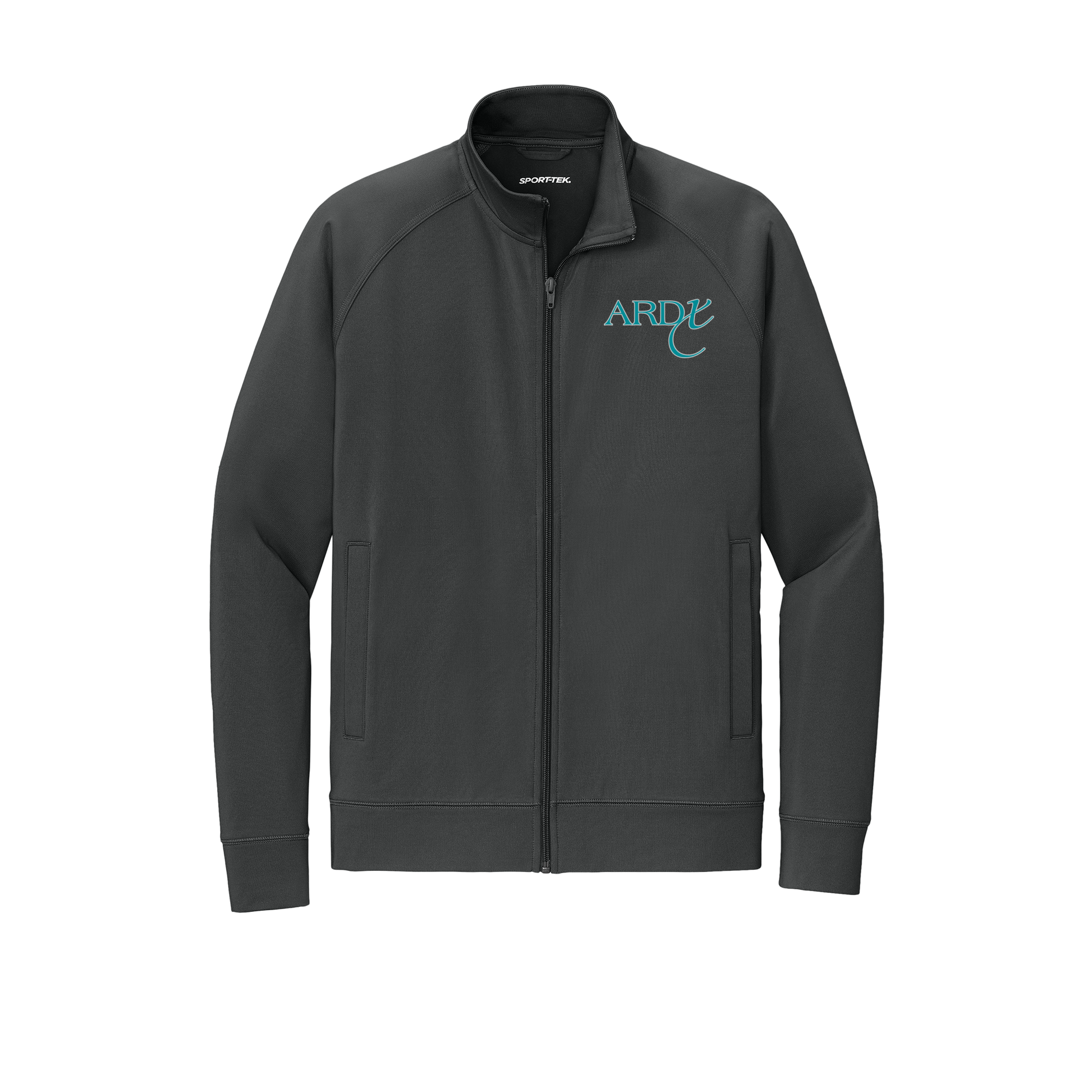 ardx-sport-tek-mens-cadet-jacket-embroidery-leftchest-ST857-charcoalgrey-flat-front