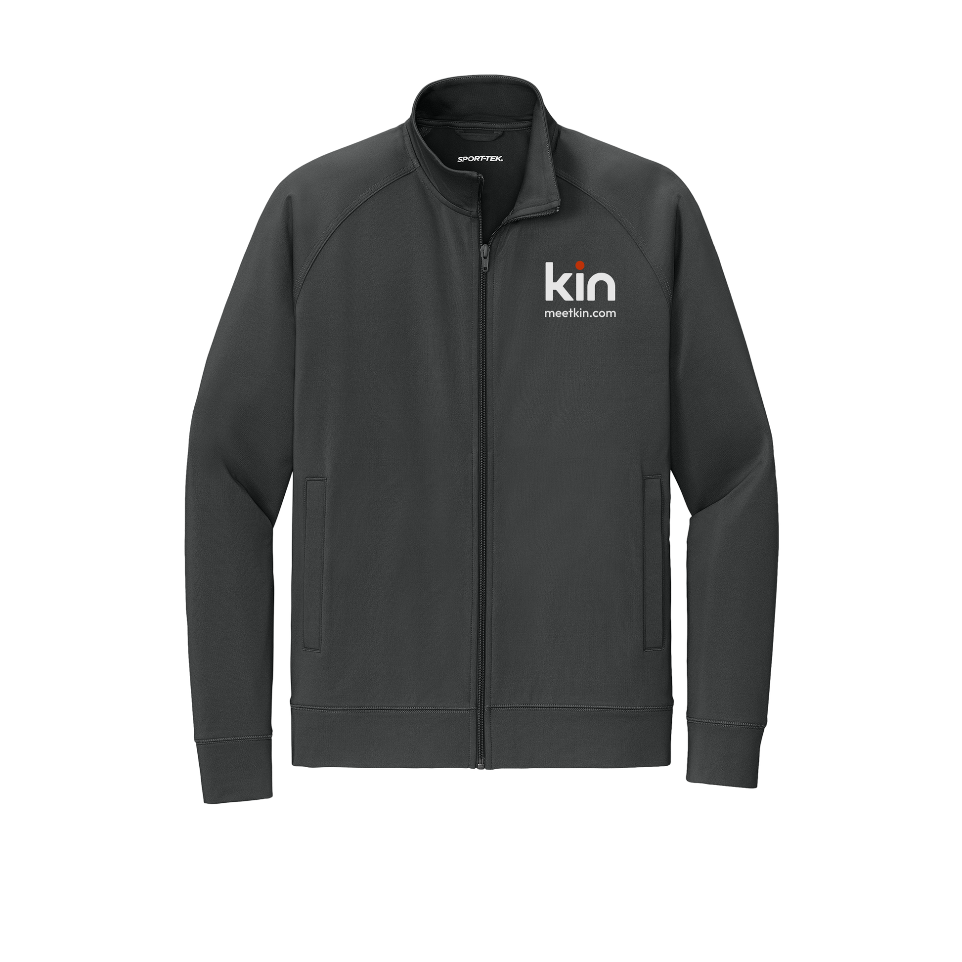 kin-sport-tek-mens-cadet-jacket-embroidery-leftchest-ST857-charcoalgrey-flat-front