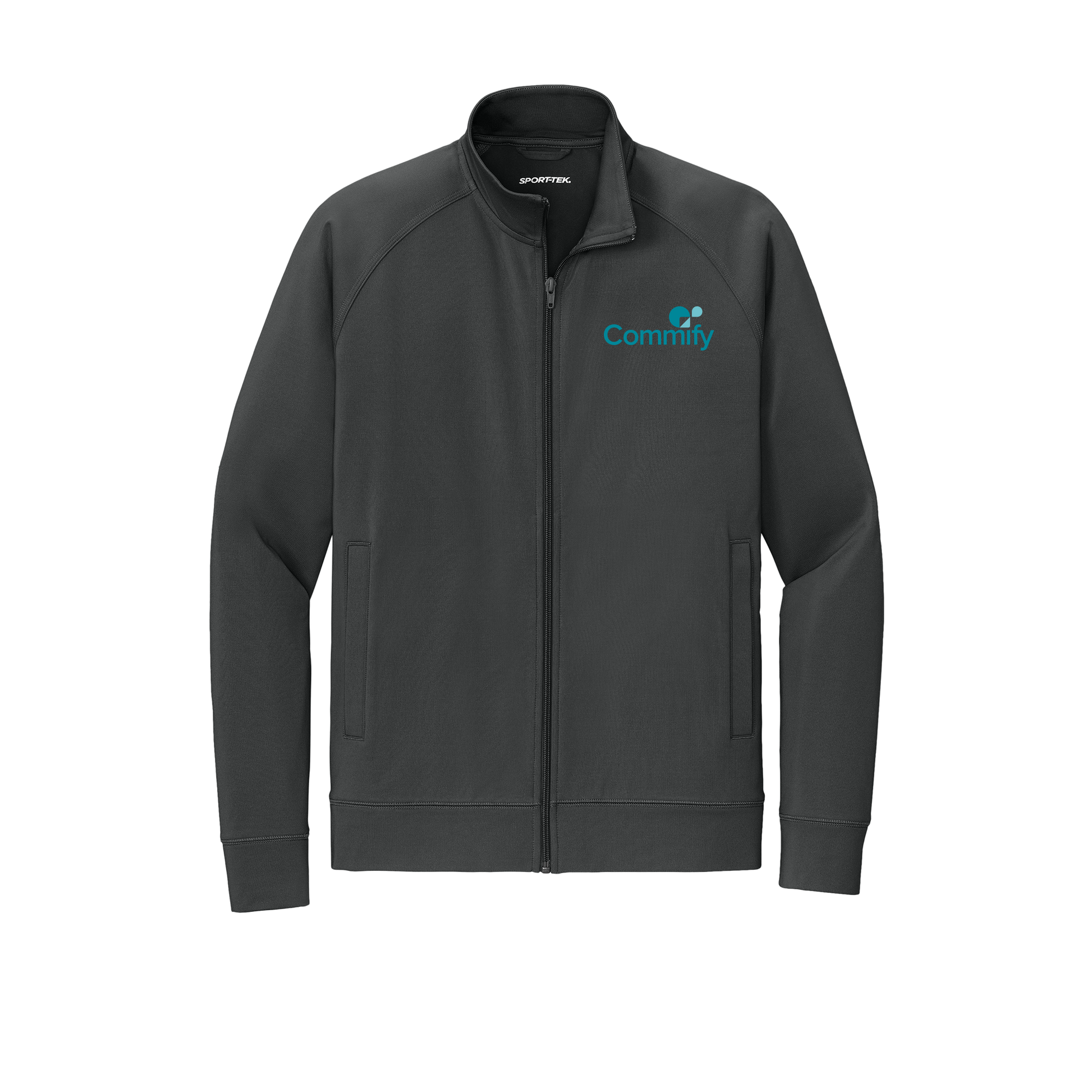 commify-sport-tek-mens-cadet-jacket-embroidery-leftchest-ST857-charcoalgrey-flat-front