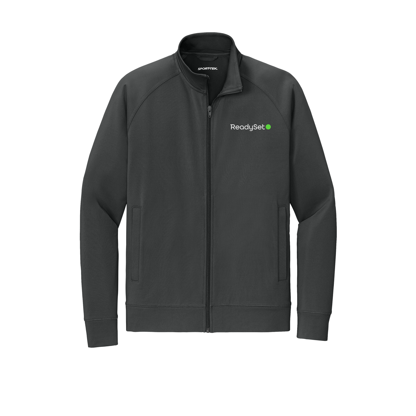 readysetsurgical-sport-tek-mens-cadet-jacket-embroidery-leftchest-ST857-charcoalgrey-flat-front