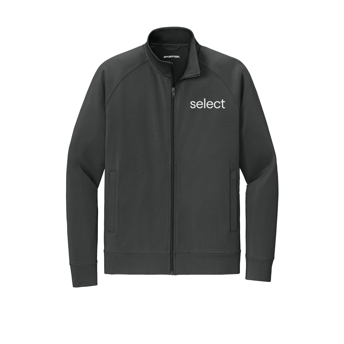 meetselect-sport-tek-mens-cadet-jacket-embroidery-leftchest-ST857-charcoalgrey-flat-front