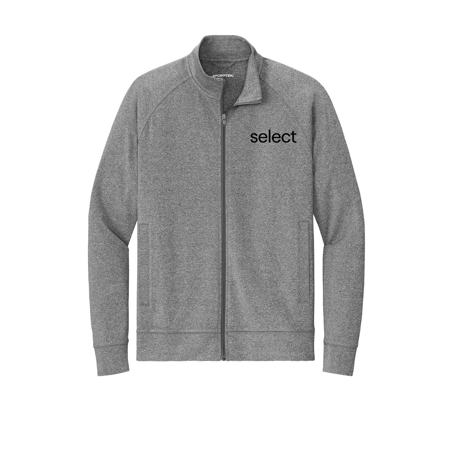 meetselect-sport-tek-mens-cadet-jacket-embroidery-leftchest-ST857-charcoalgreyheather-flat-front
