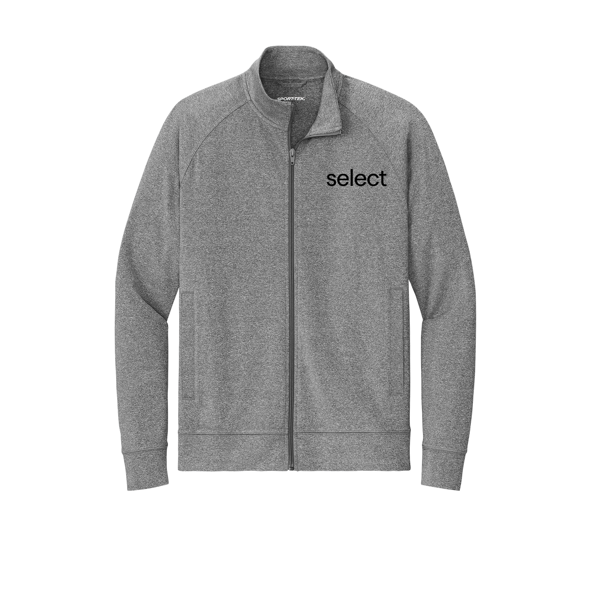 meetselect-sport-tek-mens-cadet-jacket-embroidery-leftchest-ST857-charcoalgreyheather-flat-front