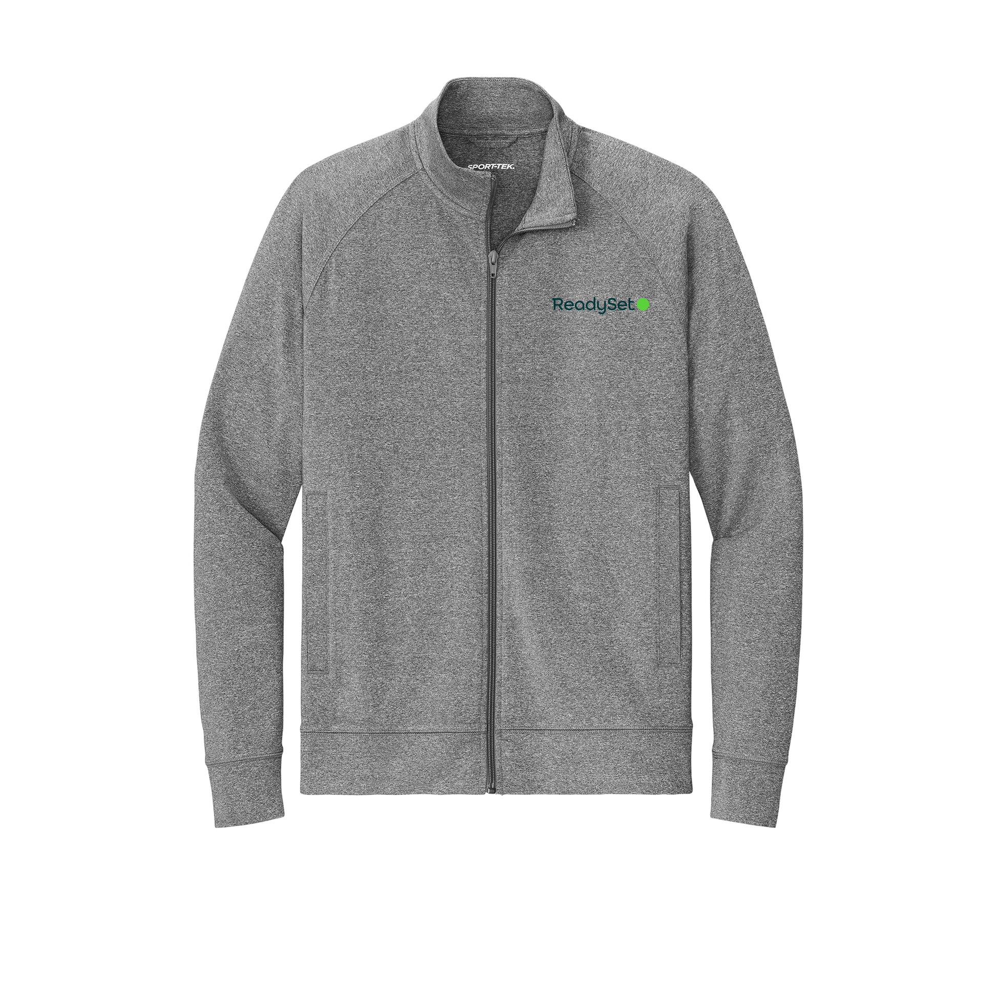 readysetsurgical-sport-tek-mens-cadet-jacket-embroidery-leftchest-ST857-charcoalgreyheather-flat-front