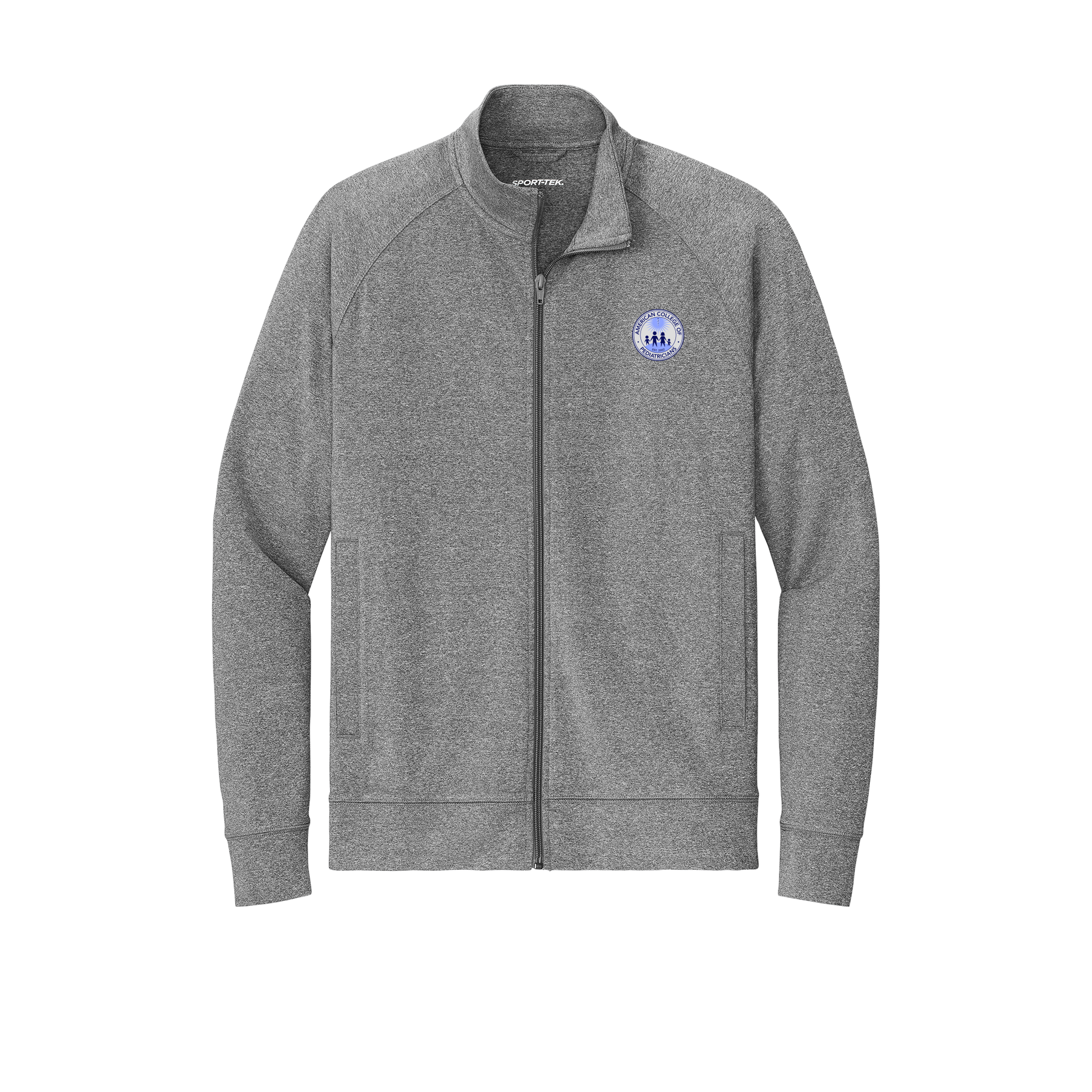 acpeds-sport-tek-mens-cadet-jacket-embroidery-leftchest-ST857-charcoalgreyheather-flat-front