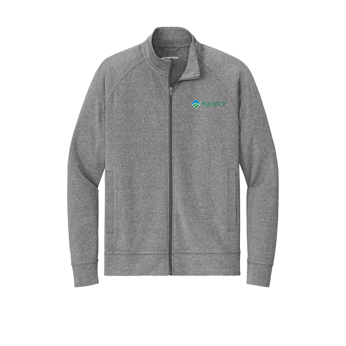 agvance-sport-tek-mens-cadet-jacket-embroidery-leftchest-ST857-charcoalgreyheather-flat-front
