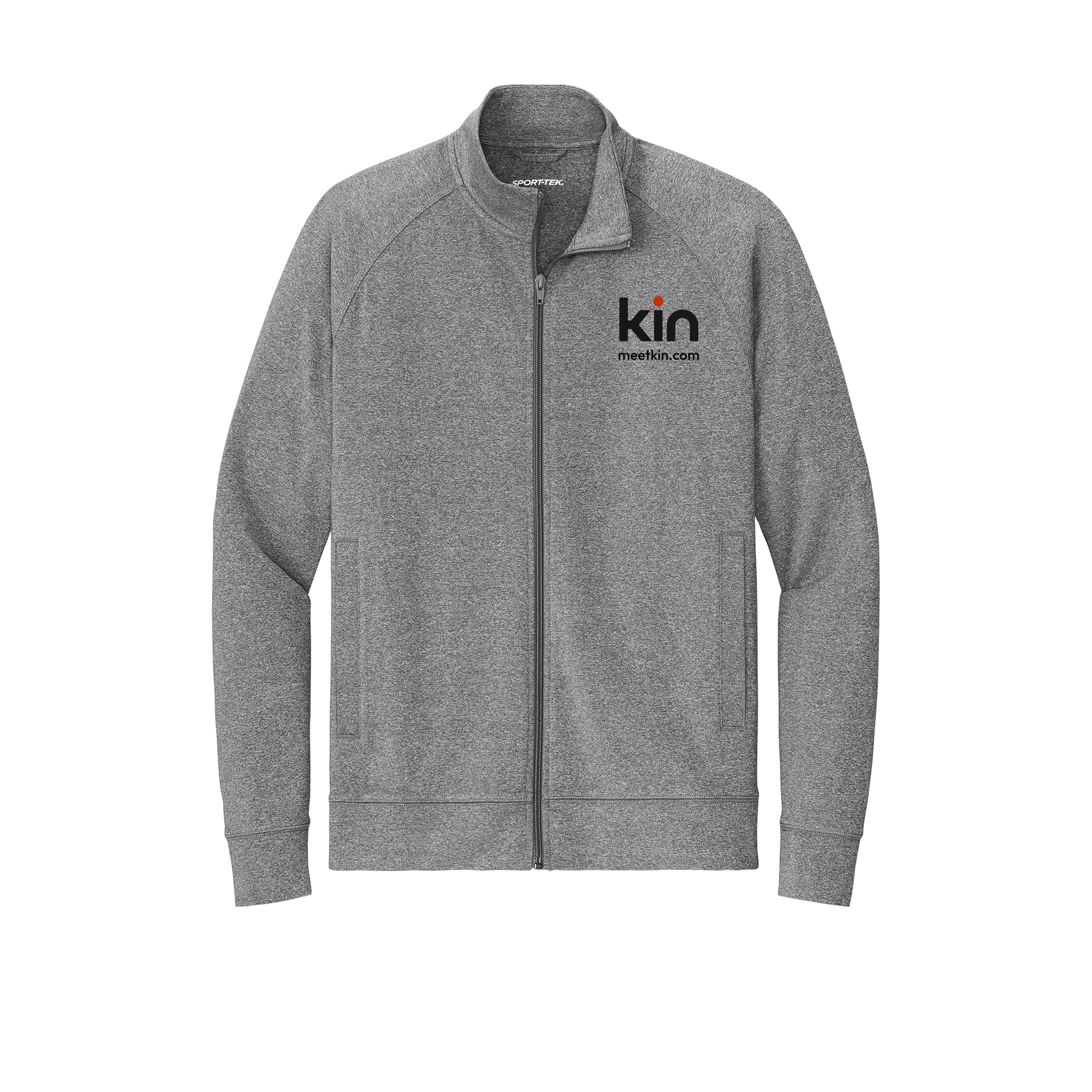 kin-sport-tek-mens-cadet-jacket-embroidery-leftchest-ST857-charcoalgreyheather-flat-front