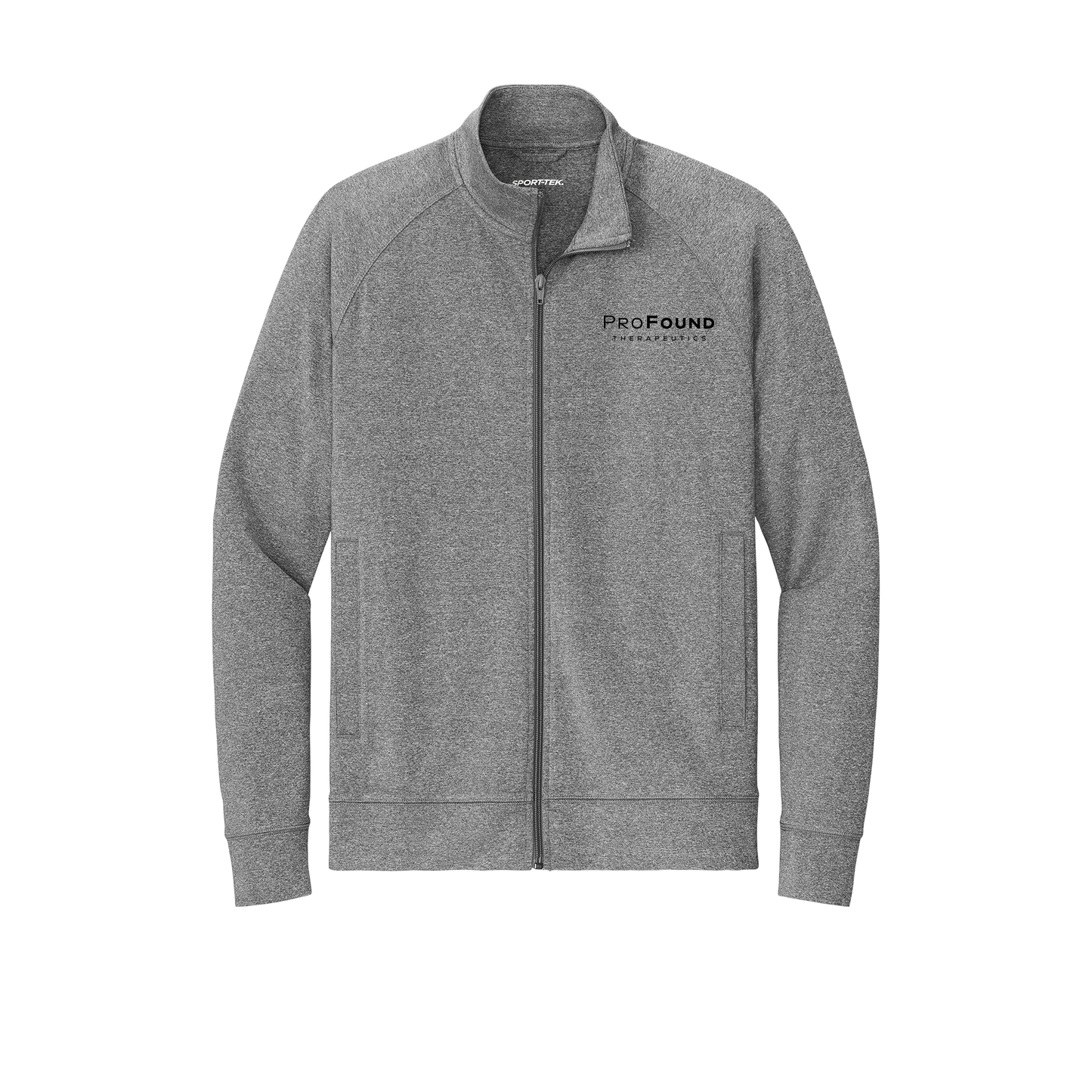 profoundtx-sport-tek-mens-cadet-jacket-embroidery-leftchest-ST857-charcoalgreyheather-flat-front